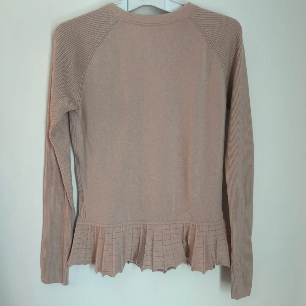 Tory Burch Ribbed Ballet Pink Peplum Sweater Silk/Cashmere Blend Large - Picture 7 of 15